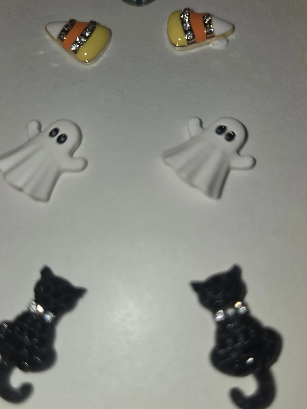 Betsey Johnson Halloween Stud Earring Set - Orange, White, Black, Yellow - Picture 2 of 2